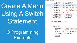 Create A Menu Using A Switch Statement  C Programming Example