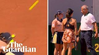 French Open doubles pair disqualified after stray shot leaves ball girl in tears