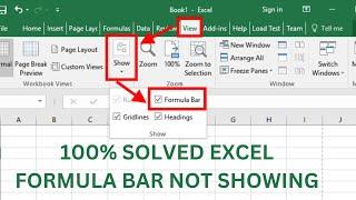 How To Fix Excel Formula Bar not showing  Excel Formula option not showing in Windows