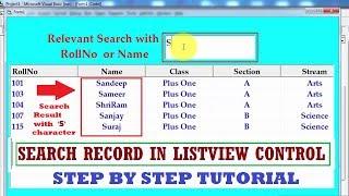 Learn visual basic 6  Search records in listview control  visual basic database application