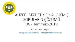 AUZEF İstatistik Final 2019- Çıkmış Soruların Çözümü