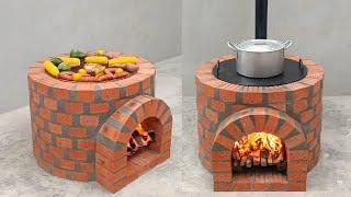 Build a wood stove from cement and red bricks