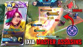 IXIA MASTER ASSASINS 100% INSANE DAMAGE  ixia best build 2024 - MLBB