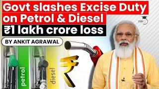 Excise duty on Petrol and Diesel reduced by Government - Impact on inflation & growth? Economy UPSC