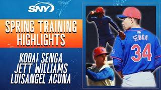 Kodai Senga throws a bullpen prospects Jett Williams & Luisangel Acuna in action at Mets camp  SNY