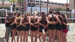 See the USC Beach Volleyball Team Have a Victory Huddle after Defeating CSU  Bakersfield