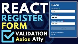 React JS Form Validation  Axios User Registration Form Submit  Beginners to Intermediate