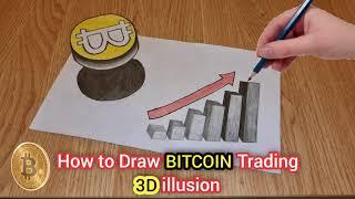 Pencil Drawing BITCOIN Trading 3D Anamorphic illusion