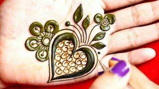 New Unique Front Hand Heart Shape Henna Design