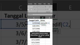 Cara Menghitung Umur pada Excel