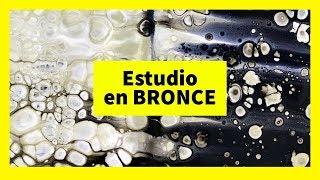  BRONCE metalizado Pouring acrílico con cola blanca y aceite de silicona