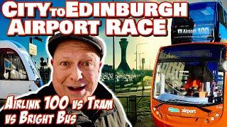 Edinburgh AIRPORT Dash for least Cash Airlink100 Bus vs Tram vs Bright Bus