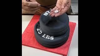 Weights tier cake... see link to full video in comments. #cake #fondant #weights #dumbbell