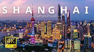 Shanghai China  in 4K ULTRA HD 60FPS at night by Drone