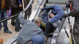 Something broke on an escalator in a mall and everyone fell