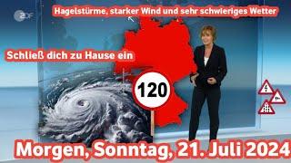 Rote und gefährliche Warnung vor einem großen Sturm der auf uns zukommt Mit Überschwemmungen