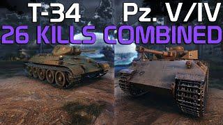 Pz VIV & T-34 26 kills combined in 3 games  World of Tanks