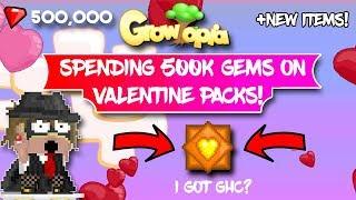 Growtopia USING 500K GEMS ON VALENTINE PACKS + NEW ITEMS Valentine 2019