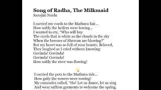 Song of Radha The Milkmaid by Sarojini Naidu