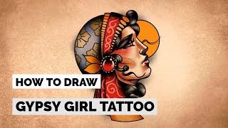 How to Draw a Gypsy Girl  Tattoo Drawing Tutorial