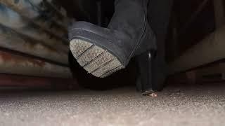 Cigarette Crush in Black High Suede Boots - Close Up