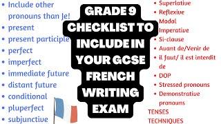 Grade 9 checklist to include in your GCSE French Writing exam