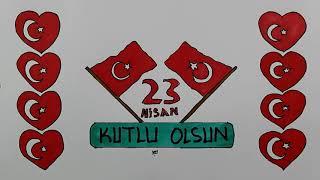 23 Nisan çizimleri - adım adım kolay basit 23 nisan resmi