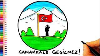 Çanakkale Zaferi Çizimi Kolay - 18 Mart Çanakkale Zaferi Resmi Çizimi - Çanakkale Zaferi Çizimleri