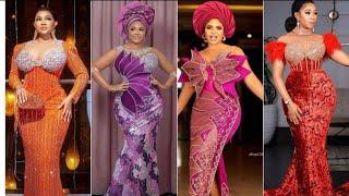 Latest Asoebi Lace gown styles 2023 beat lace gown designs for African ladies  owambe styles