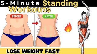 5 Minute Standing MORNING Workout  LOSE WEIGHT AND BELLY FAT