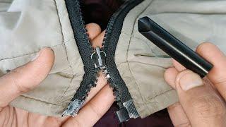 An easy way to repair a zipper that is damaged with a straw