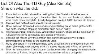 List of SinsBlunders Alex The TD Guy Alex Kimble Had Commited