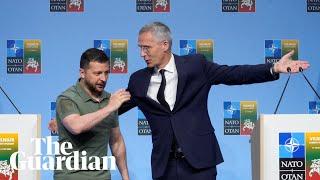 Answer please laughter at Nato summit after Zelenskiy points F16s question at Stoltenberg
