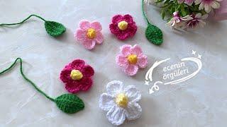 Easy Crochet Flower  Tığ işi Kolay Örgü süsleme Çiçek