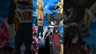 GokuVegeta and black Goku vs NarutoSasuke and Madara #shorts #dbs #dbz #naruto #boruto