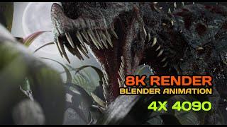 8K BLENDER RENDER  T-REX  4X RTX 4090