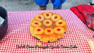 Making Pineapple Upside Down Cake Dutch Oven Style