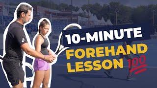 Full forehand lesson - how to improve your timing power spin and consistency.