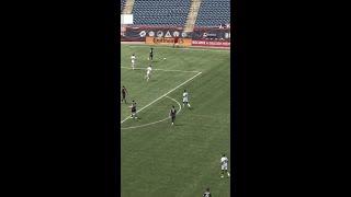 Patrick Leal finds space in the box to level the score for Revs II in the 1st half