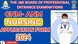 GNM & ANM JKBOPEE 2024 official Notification Eligibility - Fee - How to Apply #jkbopee