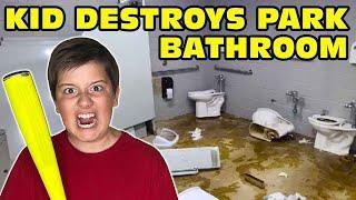 Kid Temper Tantrum Destroys Park Bathroom Lives To Regret It...