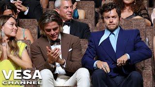 Harry Styles seemingly spitting at Chris Pine as he took a seat next to him at Venice Film Festival