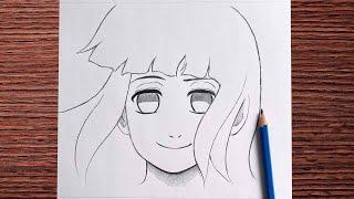 How to draw Hyūga Hinata  Easy anime sketch  Easy to draw