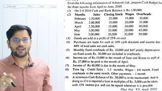 3  cash budget  full sum  Gujarat university 2011  cost accounts   b.com b.b.a account 