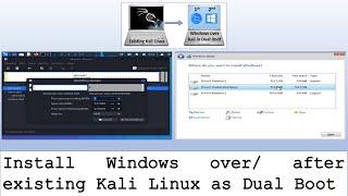 Install Windows over existing Kali Linux as Dual Boot.