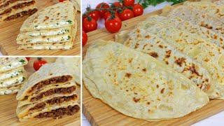 Teigtaschen wie in der Türkei I Gözleme mit Käse und Hackfleisch Füllung