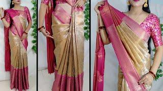 Banarshi Tissue Silk Saree Wearing Tips n tricksHow to make pleats perfectlySaree  @Saundaryaa