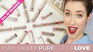 ESTEE LAUDER PURE COLOR LOVE LIPSTICK SWATCHES  ALL 30 SHADES  ALLIE G BEAUTY