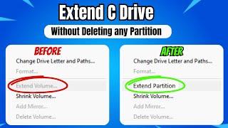 Extend C Drive Without Deleting any Partition FIX Extend Volume Greyed Out EASY