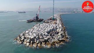 AMAZING ISRAEL BREAKWATER CONSRUCTION PROCESSING BREAKWATER BUILDING FOR HARBOR PROTECTION